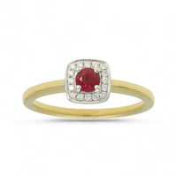 Ruby & Diamond Cluster Ring in 18ct Yellow & White Gold