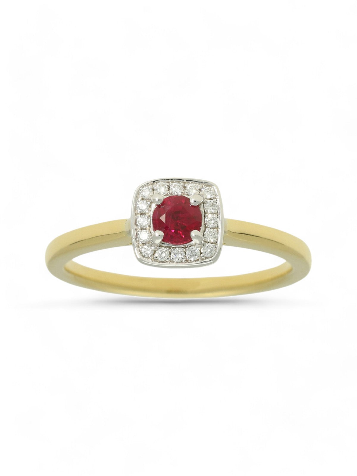 Ruby & Diamond Cluster Ring in 18ct Yellow & White Gold