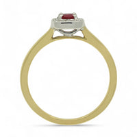 Ruby & Diamond Cluster Ring in 18ct Yellow & White Gold