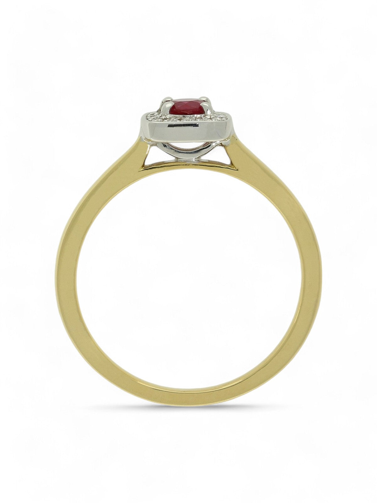 Ruby & Diamond Cluster Ring in 18ct Yellow & White Gold