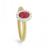 Ruby & Diamond Cluster Ring in 18ct Yellow & White Gold