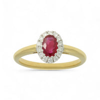 Ruby & Diamond Cluster Ring in 18ct Yellow & White Gold