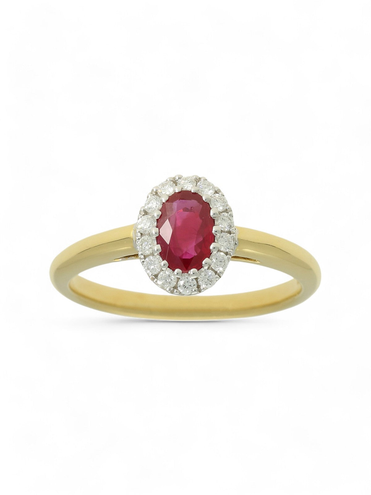 Ruby & Diamond Cluster Ring in 18ct Yellow & White Gold