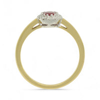 Ruby & Diamond Cluster Ring in 18ct Yellow & White Gold