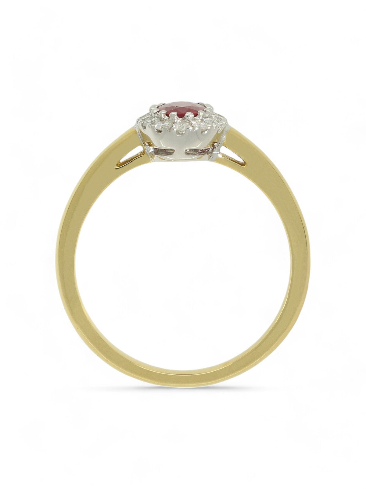 Ruby & Diamond Cluster Ring in 18ct Yellow & White Gold