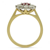 Ruby & Diamond Cluster Ring in 18ct Yellow & White Gold