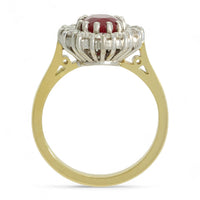 Ruby & Diamond Cluster Ring in 18ct Yellow & White Gold