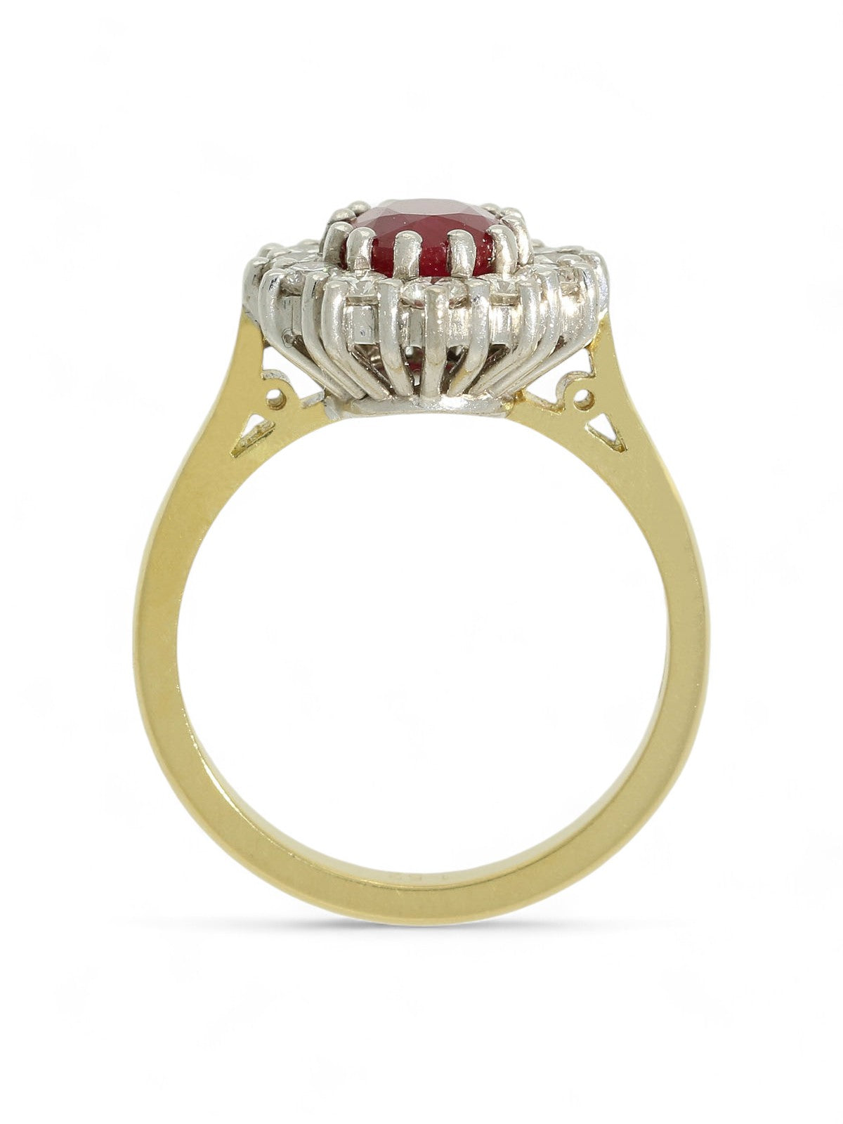 Ruby & Diamond Cluster Ring in 18ct Yellow & White Gold