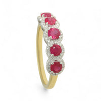 Ruby & Diamond Cluster Ring in 18ct Yellow & White Gold