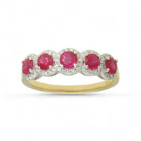 Ruby & Diamond Cluster Ring in 18ct Yellow & White Gold