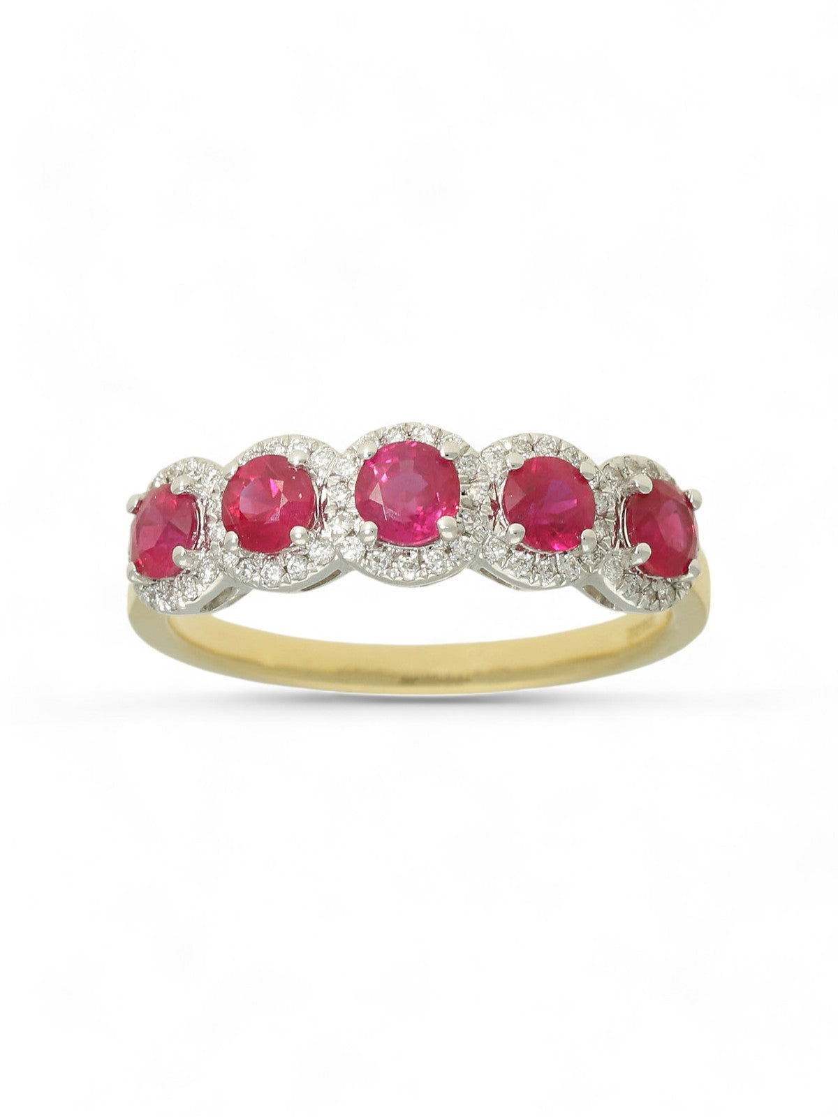 Ruby & Diamond Cluster Ring in 18ct Yellow & White Gold