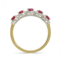 Ruby & Diamond Cluster Ring in 18ct Yellow & White Gold