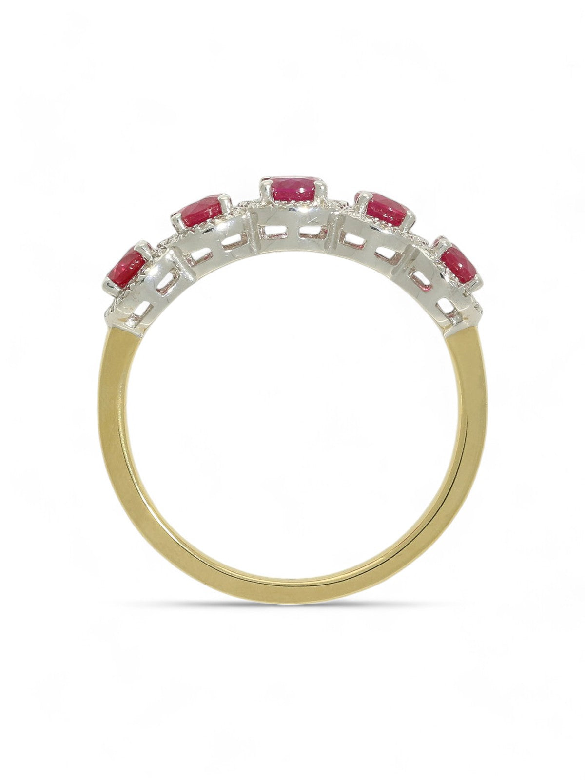 Ruby & Diamond Cluster Ring in 18ct Yellow & White Gold