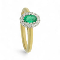 Emerald & Diamond Cluster Ring in 18ct Yellow & White Gold