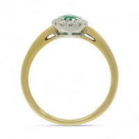 Emerald & Diamond Cluster Ring in 18ct Yellow & White Gold