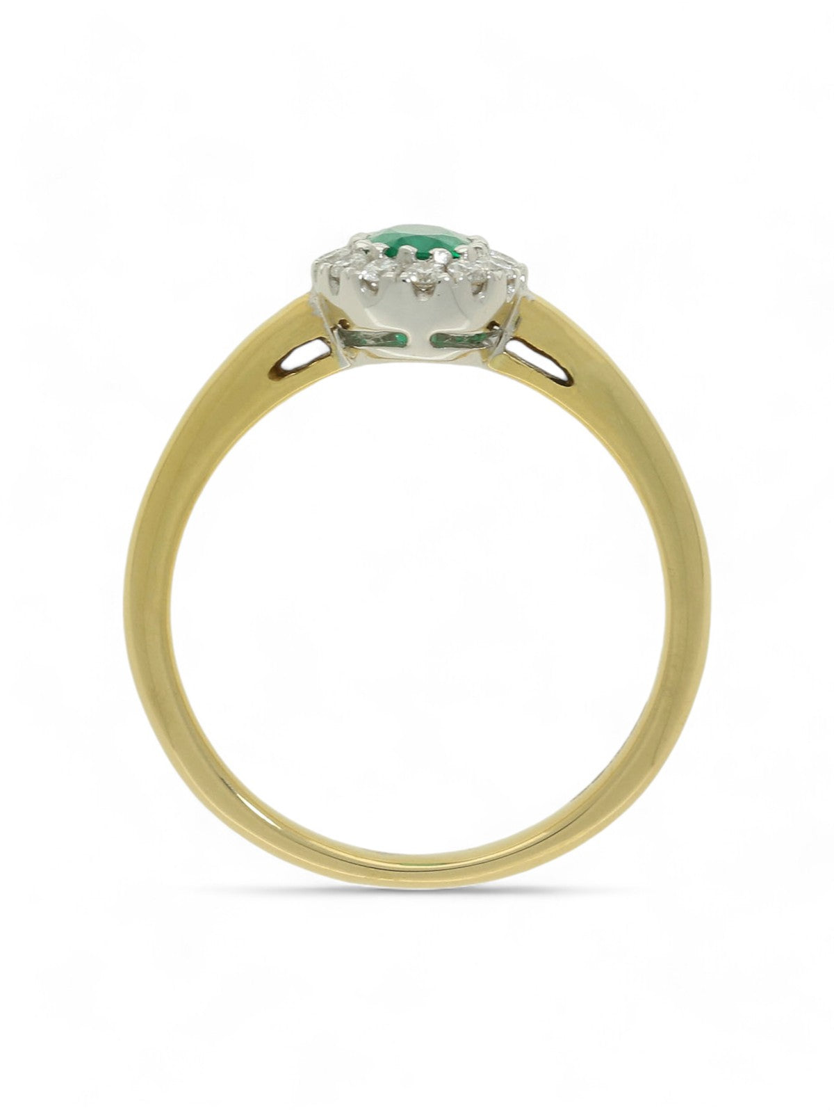 Emerald & Diamond Cluster Ring in 18ct Yellow & White Gold