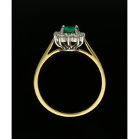 Emerald & Diamond Oval Cluster Ring in 18ct Yellow & White Gold