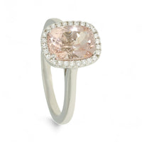 Morganite & Diamond Cluster Ring in 18ct White Gold