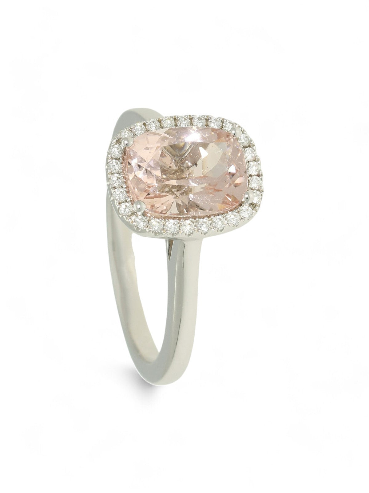 Morganite & Diamond Cluster Ring in 18ct White Gold