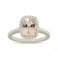 Morganite & Diamond Cluster Ring in 18ct White Gold