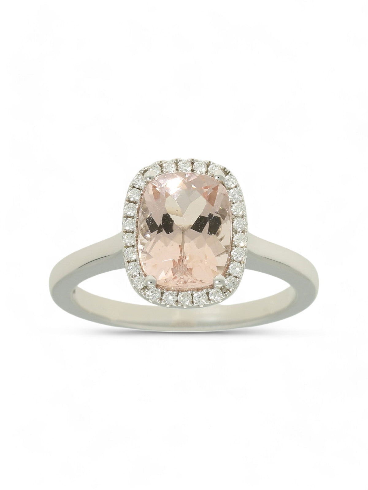 Morganite & Diamond Cluster Ring in 18ct White Gold