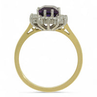 Amethyst & Diamond Cluster Ring in 18ct Yellow & White Gold