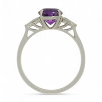 Amethyst & Diamond Trefoil Ring in 18ct White Gold