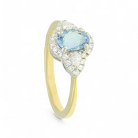 Aquamarine & Diamond Cluster Ring in 18ct Yellow & White Gold