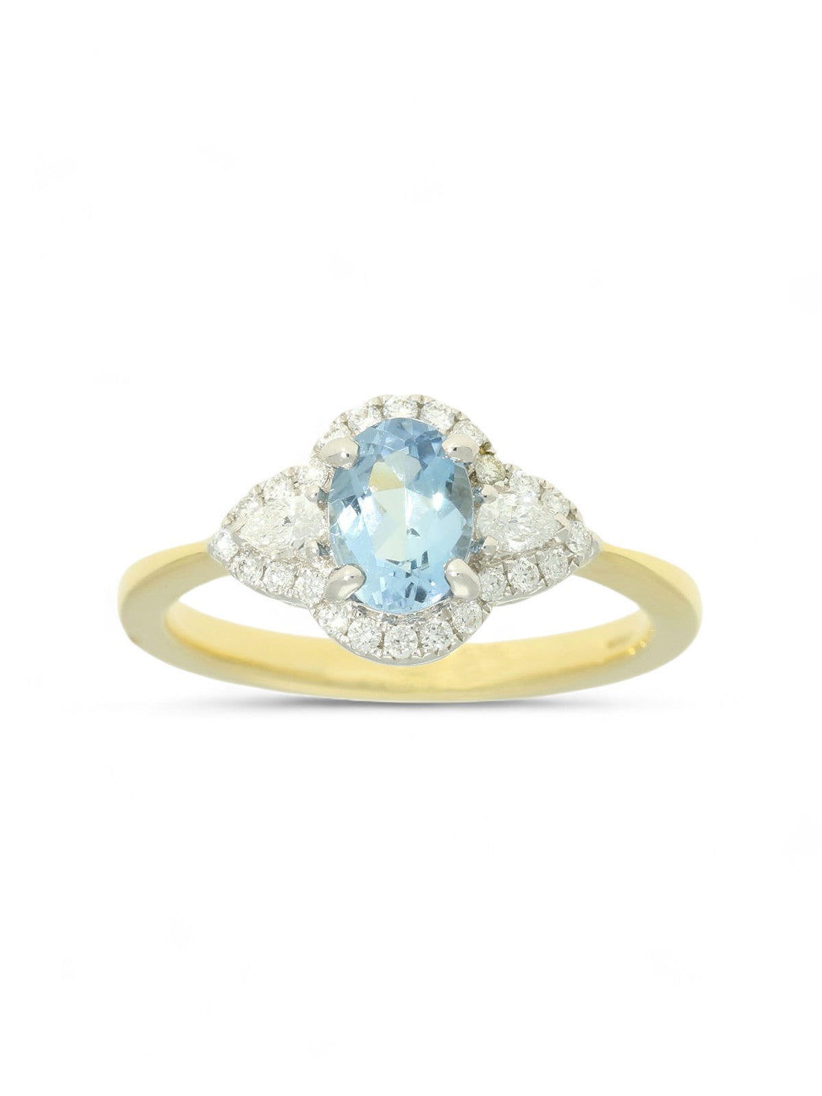 Aquamarine & Diamond Cluster Ring in 18ct Yellow & White Gold