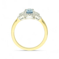 Aquamarine & Diamond Cluster Ring in 18ct Yellow & White Gold