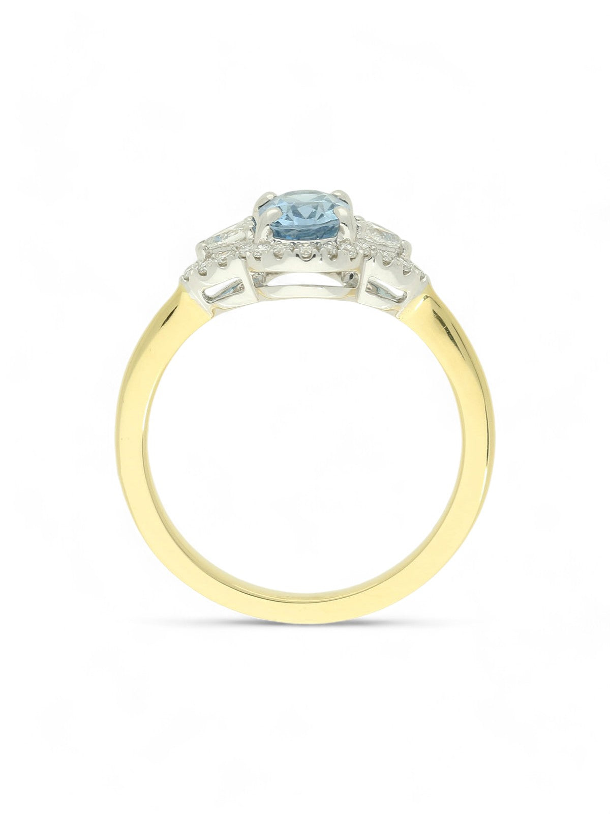 Aquamarine & Diamond Cluster Ring in 18ct Yellow & White Gold