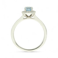 Aquamarine & Diamond Cluster Ring in 18ct White Gold with Diamond Set Shoulders