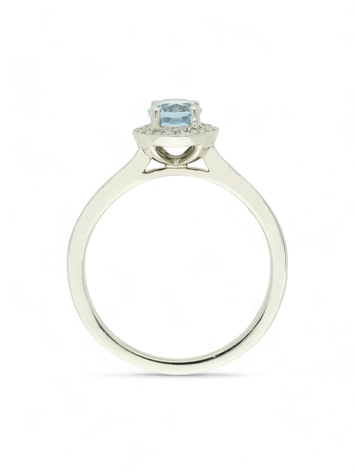 Aquamarine & Diamond Cluster Ring in 18ct White Gold with Diamond Set Shoulders