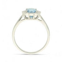 Aquamarine & Diamond Cluster Ring in 18ct White Gold