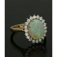Opal & Diamond Oval Cluster Ring in 18ct Yellow & White Gold