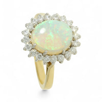 Opal & Diamond Oval Cluster Ring in 18ct Yellow & White Gold