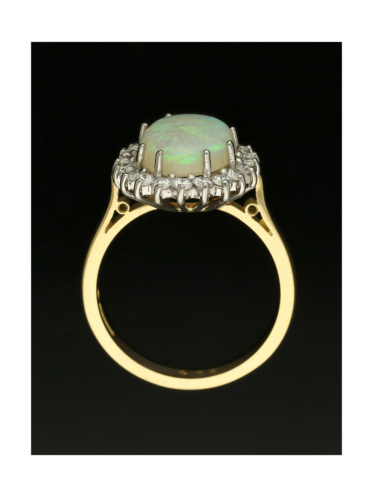 Opal & Diamond Oval Cluster Ring in 18ct Yellow & White Gold