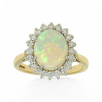 Opal & Diamond Oval Cluster Ring in 18ct Yellow & White Gold