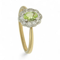 Peridot & Diamond Cluster Ring in 9ct Yellow & White Gold