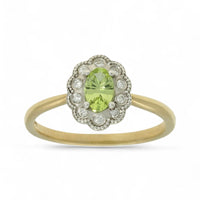 Peridot & Diamond Cluster Ring in 9ct Yellow & White Gold