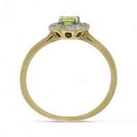 Peridot & Diamond Cluster Ring in 9ct Yellow & White Gold