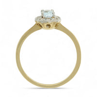 Blue Topaz & Diamond Oval Cluster Ring in 9ct Yellow Gold