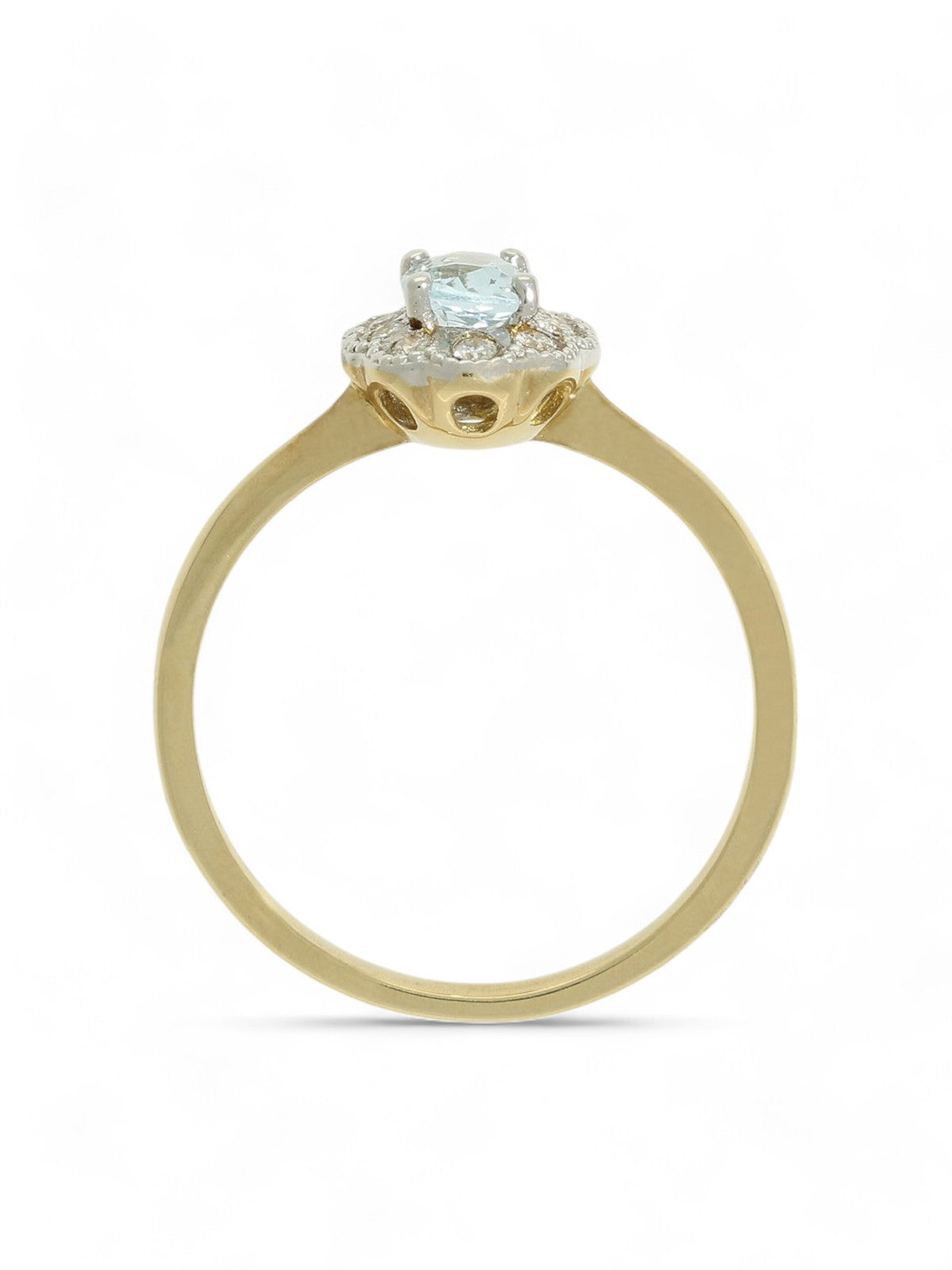 Blue Topaz & Diamond Oval Cluster Ring in 9ct Yellow Gold