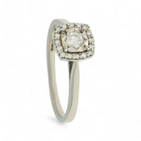 SALE Diamond Cushion Shaped Cluster Ring in 9ct White Gold