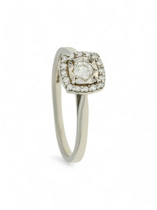 SALE Diamond Cushion Shaped Cluster Ring in 9ct White Gold