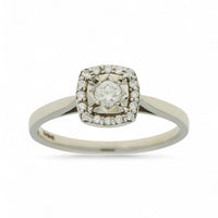 SALE Diamond Cushion Shaped Cluster Ring in 9ct White Gold