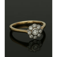 Diamond Set Floral Cluster Ring in 9ct Yellow & White Gold