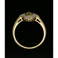 Peridot & Diamond Cluster Ring in 9ct Yellow Gold