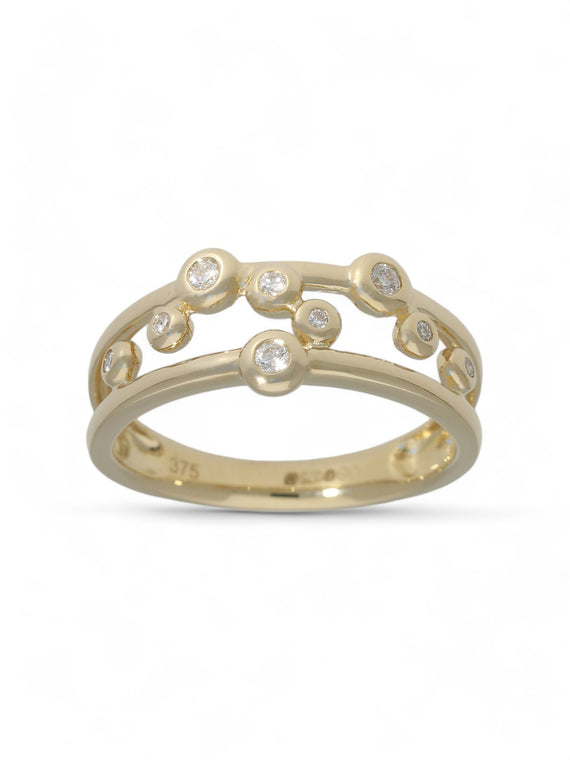 Diamond Cluster Ring 0.11ct Round Brilliant Cut in 9ct Yellow Gold