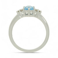 Aquamarine & Diamond Trefoil Ring in 9ct White Gold